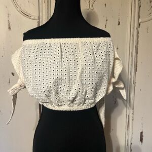 Eberjey Cream Sleeveless Crop Blouse